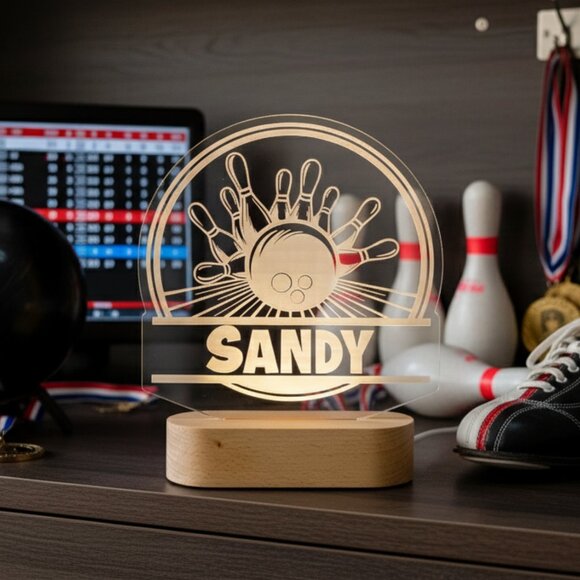 Bowling Night Light – Personalized LED Lamp for Players & Fans - Picture 8 of 8
